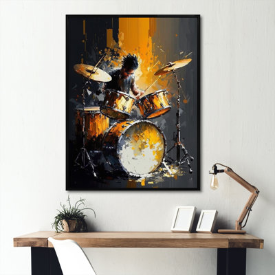 Drummer On Stage - Music Canvas Wall Art