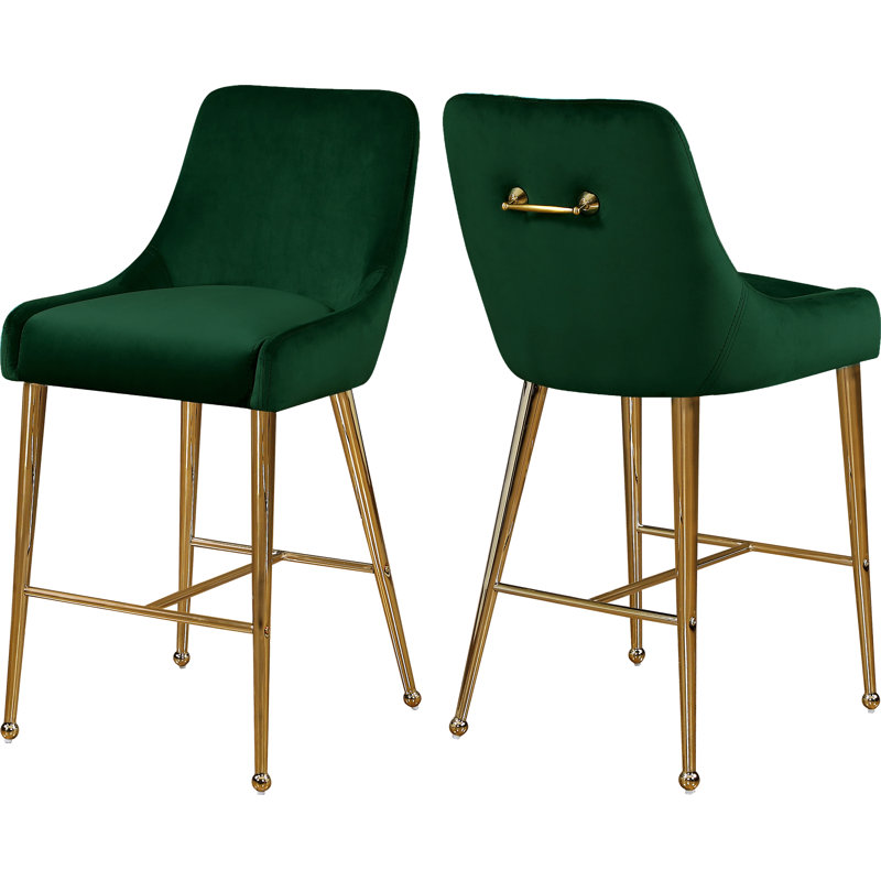Tabouret de comptoir 28 po Owen, Velours vert, 28"