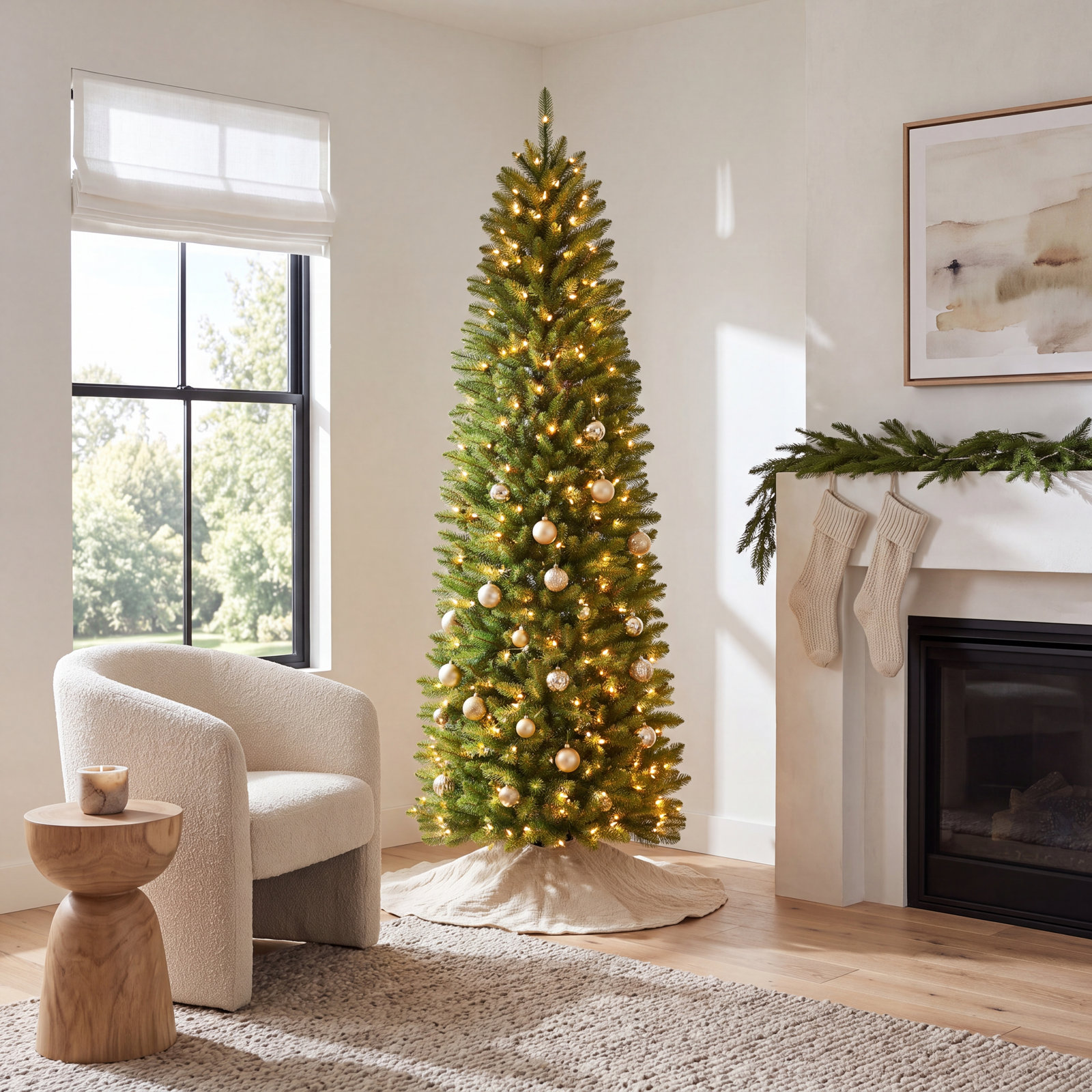 Fraser Lighted Artificial Christmas Tree, 7.5' H