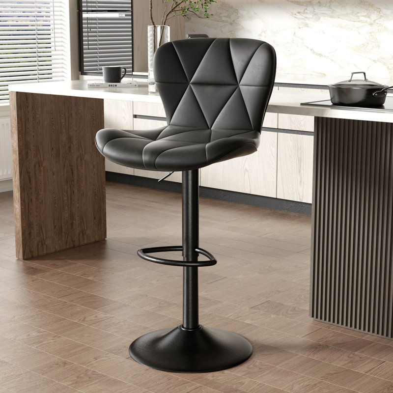 Pet-Friendly Adjustable Height Swivel Bar Stool with Back, Scratch-Resistant Tech Fabric, Footrest and Black Metal Base – Durable Bar Chair for Kitchen Island, Dining Bar, Cat & Dog Owners