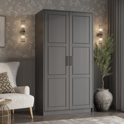 100% Solid Wood Urban 2-Door Wardrobe Armoire