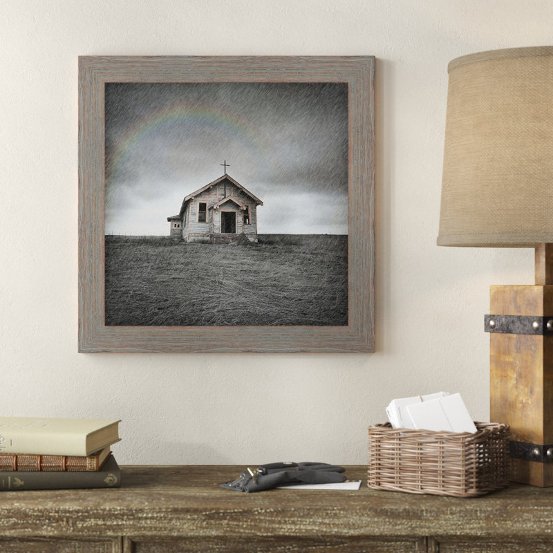 « cowboy église », reproduction de photo sur toile tendue encadrée