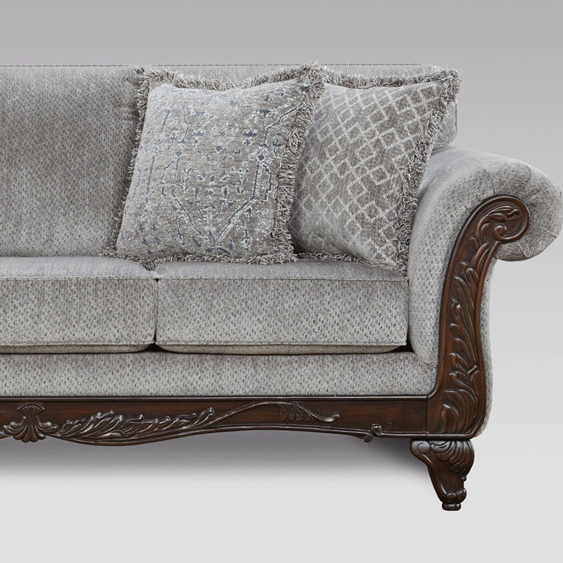 Hernen Carved Wood Frame Sofa