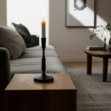 Modern Taper Candle Holder in Metal Wood Aluminum and MDF - Contemporary Pillar Holder Accent for Living Room Decor Display - Sleek Minimalist Candleholder for Tables Mantels and Shelves