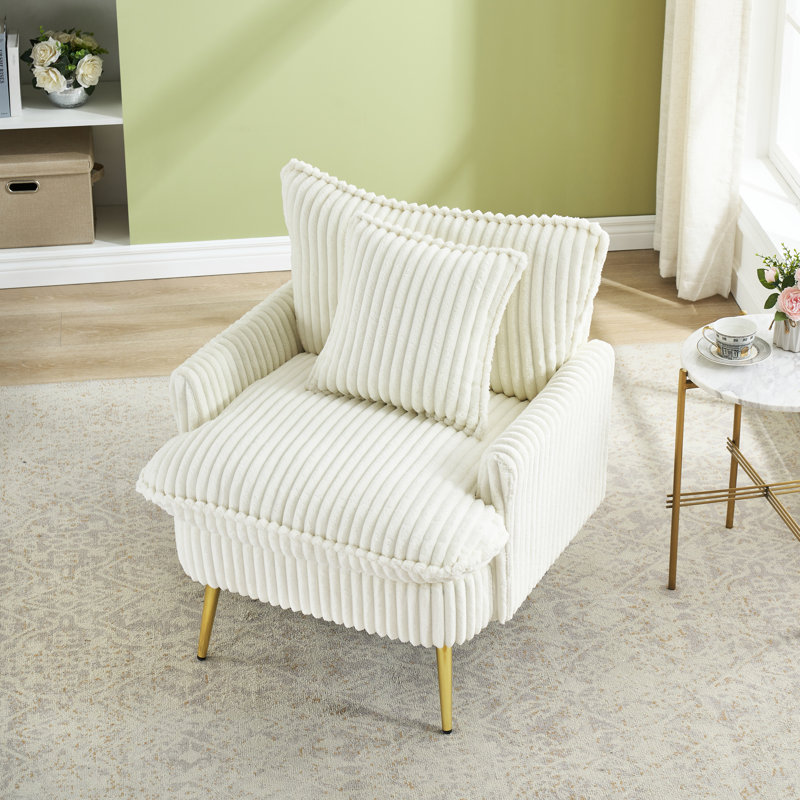 Canapé simple en velours côtelé beige de 77 cm (30,31 pouces), idéal pour les locations de vacances et les maisons modernes confortables et élégantes.