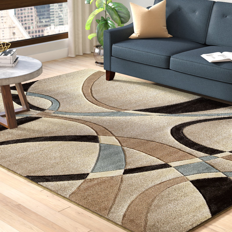 Tapis beige à motif abstrait Dov, Rectangle 7 pi 10 po x 10 pi 6 po
