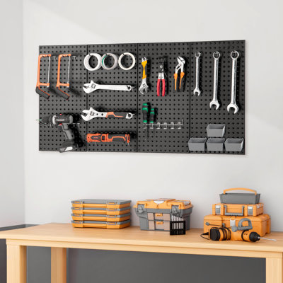 Organisateur mural en métal 4 pièces 24 po x 12 po pour rangement d'outils de garage