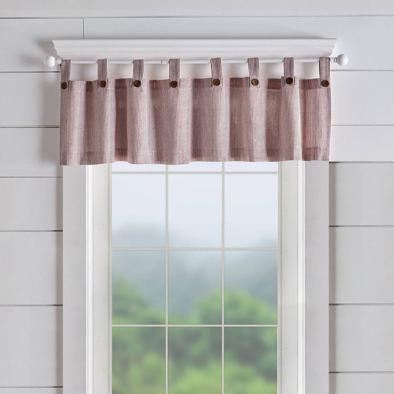 Liviana Cotton Striped Tailored Window Valance, Red