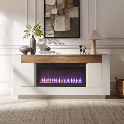 Meuble télé 70 po avec foyer électrique moderne de 36 po, pour téléviseur de 85 po ou moins