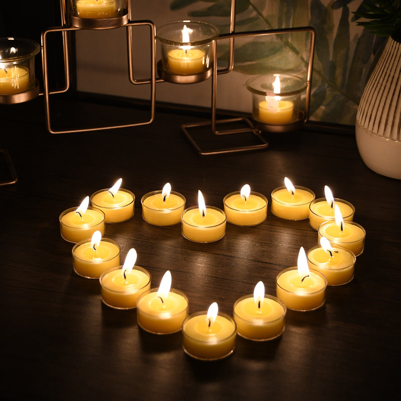 Bougie photophore sans parfum, Jaune, Ensemble de 50