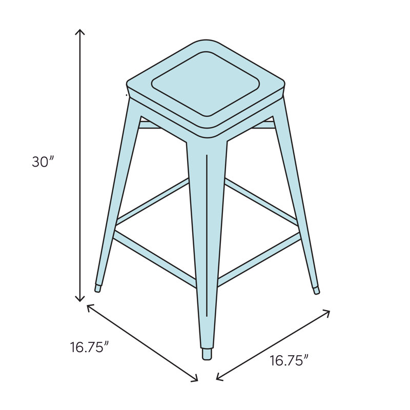 Retro Home Double Ring Chrome Pan Swivel 30" Bar Stool, Blue