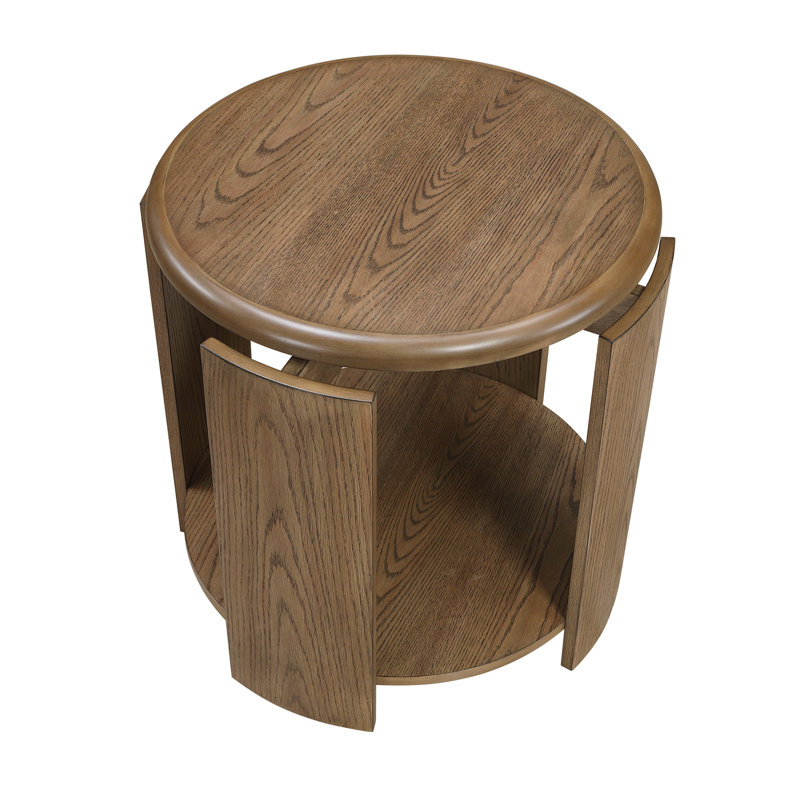 Table de bout ronde avec tablette ouverte