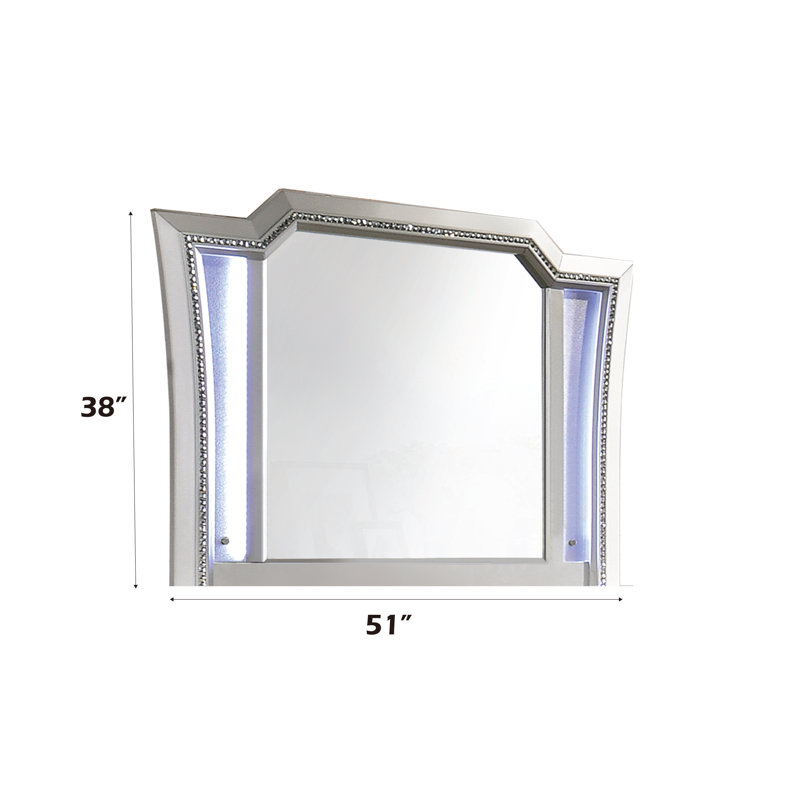 Woodlynne Rectangular Dresser Mirror with LED, Champagne/Ivory