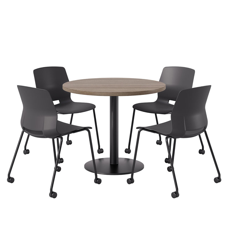 Ensemble repas pour quatre personnes, Teck studio, Noir, H 29 po x L 36 po x l 36 po
