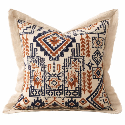 Ivory Boho Reversible Medallion Print Throw Pillow Cover 18" X 18"