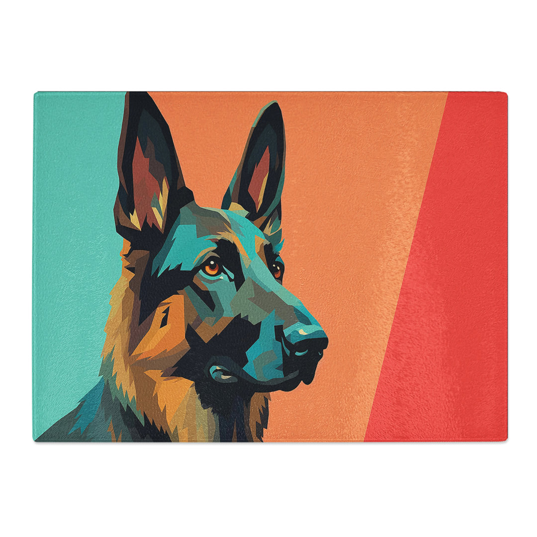 German Shepherd Minimalism No.2  Glass Chopping Board