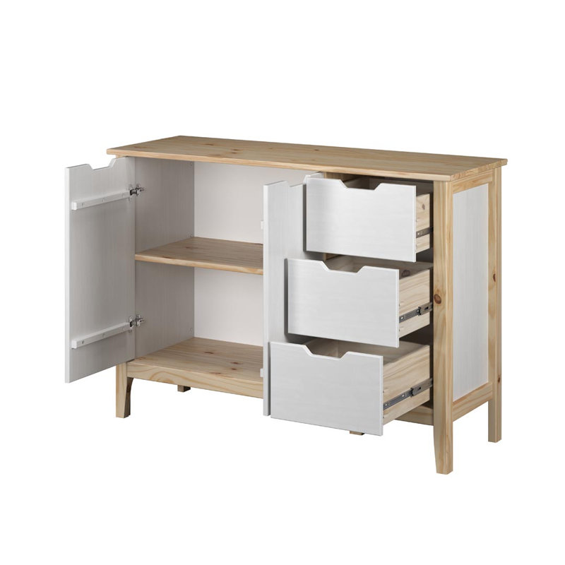 Powellsville 110cm Solid Wood Sideboard, White