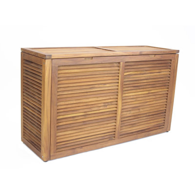 Nila Double Size Wall-Hugging Teak Louvered Hamper