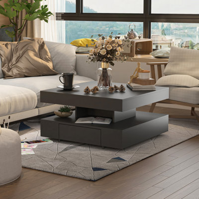 Modern Coffee Table with Storage – Unique Square Design for Living Room & 20-Color RGB LED Light Strip