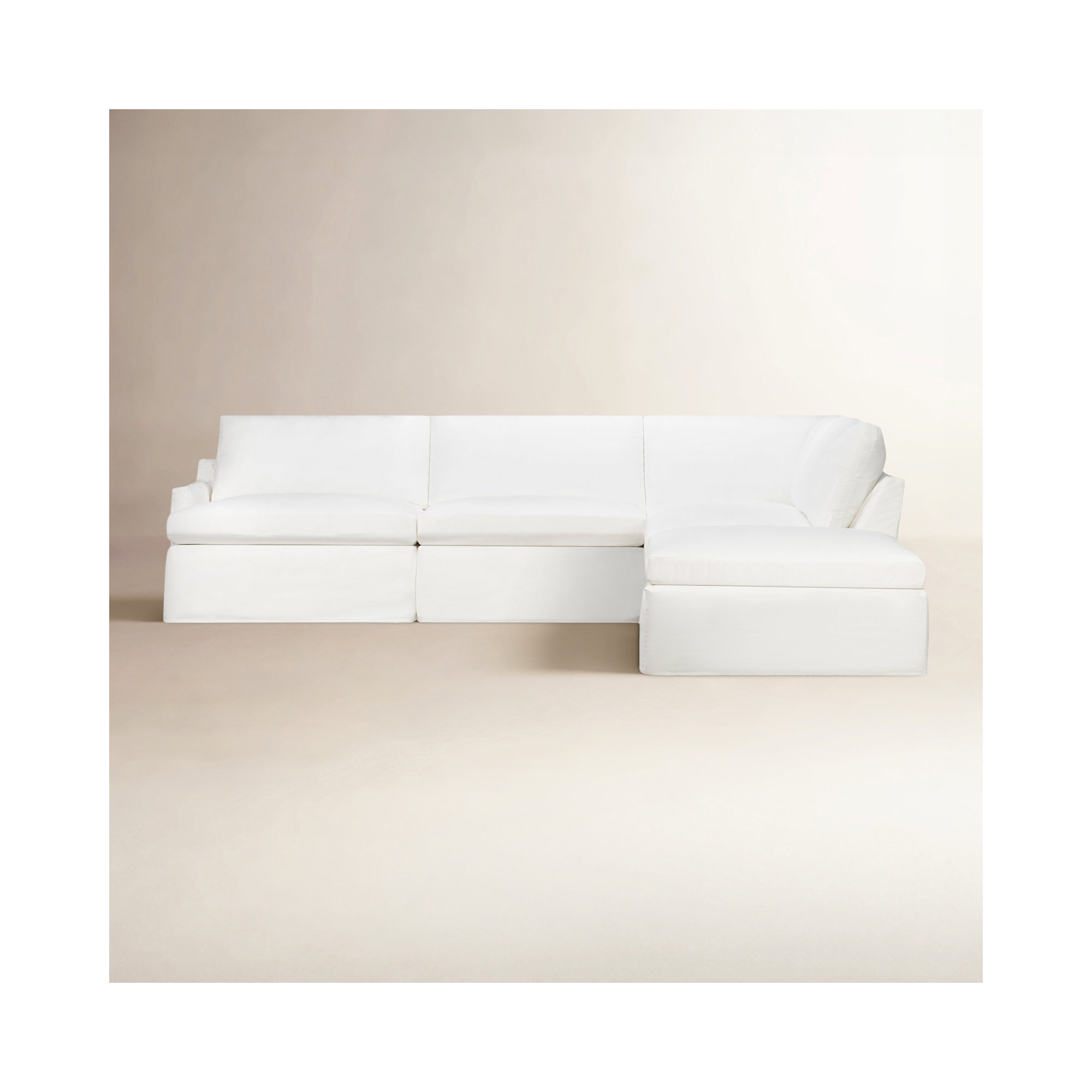 Wrenley 5-Piece Slipcovered Modular Sectional, Right Hand Facing, Nomad Snow Crypton® Chenille