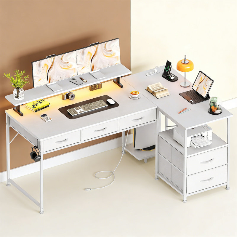 Metal Base Computer Desk, White