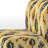 Yellow And Black Vintage Ikat Nostalgia - Velvet Upholstered Boho Slipper Chair, Yellow Accent Chair