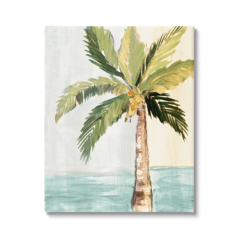 Palmier avec feuilles tropicales brise d'été, Toile tendue, L 16 po x H 20 po