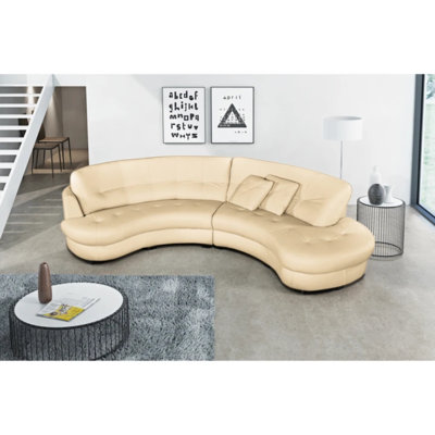 Maura Genuine Leather Curved Corner Sofa 