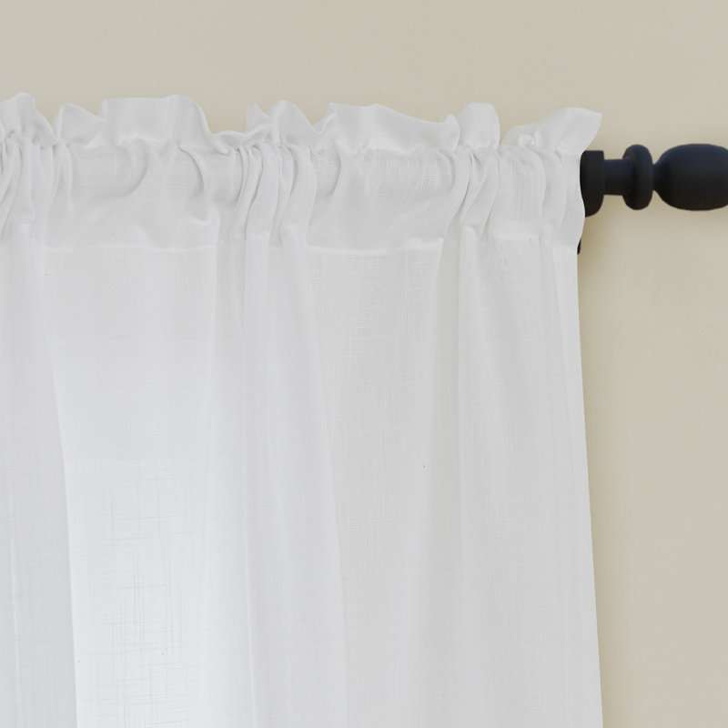 Paire de rideaux semi-transparents avec passe-tringle Jep, L 52 po x L 96 po, Blanc