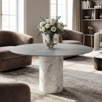Round Sintered Stone Table Top 32"/35"/39"/42"/43"/47"/53"/59" Indoor/Outdoor · Scratch & Heat Resistant · Fits Any Base, Suitable For DIY Countertop Renovation, Restaurant Table, Coffee Table, Dining Room Table, Patio Table, Party...