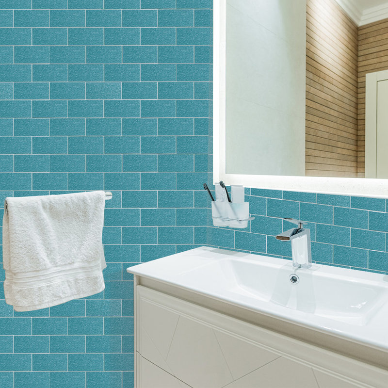 Carreau de métro auto-adhésif en polychlorure de vinyle (PVC) l 12 po x L 12 po Reovatile, Bleu paon