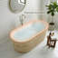 Baignoire autoportante à surface solide de 63 po - intérieur blanc mat avec teinte de bois extérieure avec texture de fossette encastrée