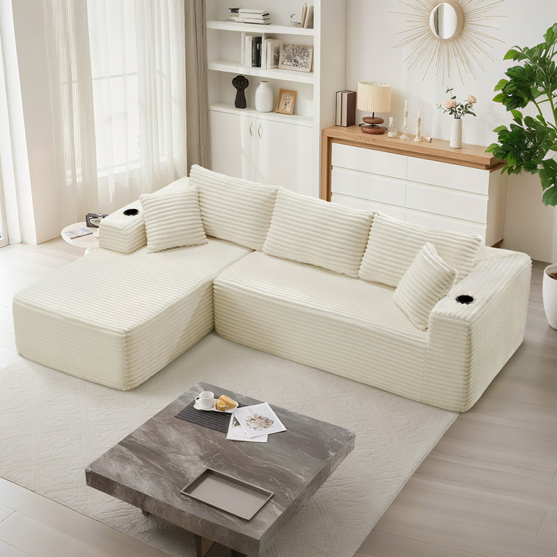 Canapé modulaire en forme de L Boneless, Beige