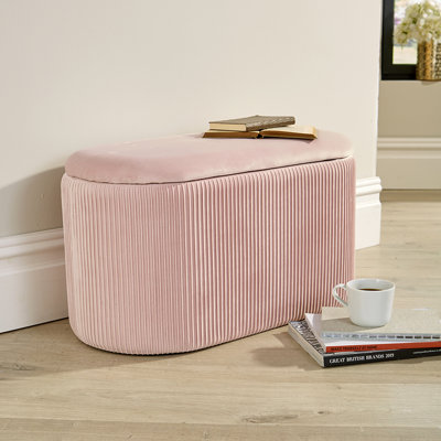 Ariana 76cm Wide Velvet Oval Solid Colour Ottoman with Storage