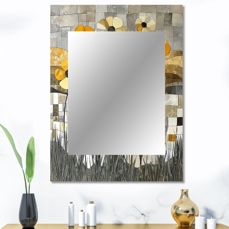 Fleur d'été en mosaïque sur fond gris Desert Blossom II, 40 po x 30 po