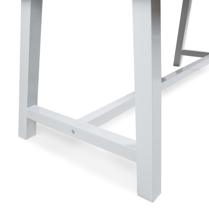 Table de salle à manger d'extérieur en bois d'acacia avec cadre rustique blanc