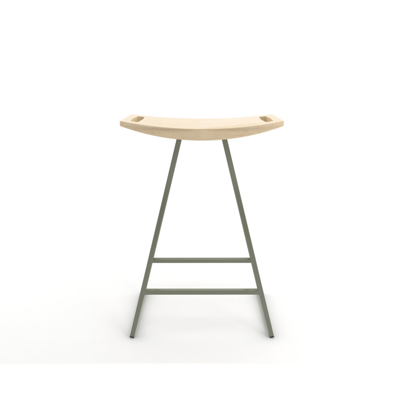 Robert Counter Stool with Metal Frame, Maple, Prairie Green
