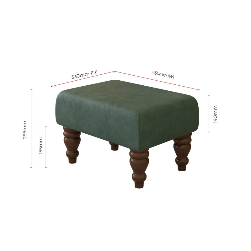 Large Footstools Wood Turned Leg , Mahogany, Style Leather, Nut Brown Brown