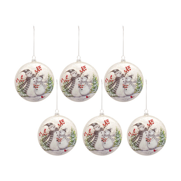 4.7 Snowed Glass Ball Ornament Clear White