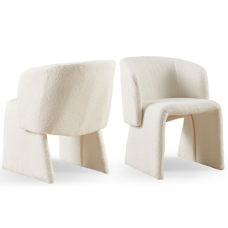 2PC Modern Accent Chair, Off White