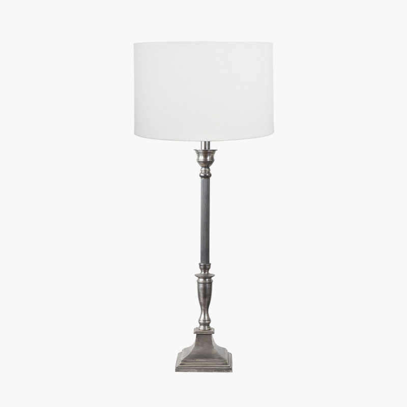 Table Lamp, Brown, White, 33.86" H x 13.78" W x 13.78" D