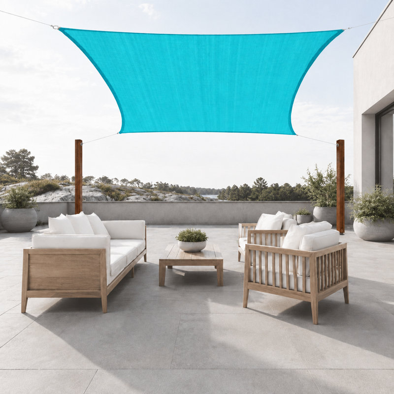 Toile d'ombrage rectangulaire en toile Colourtree, imperméable et anti-UV UPF50, 8 pi x 14 pi, Turquoise