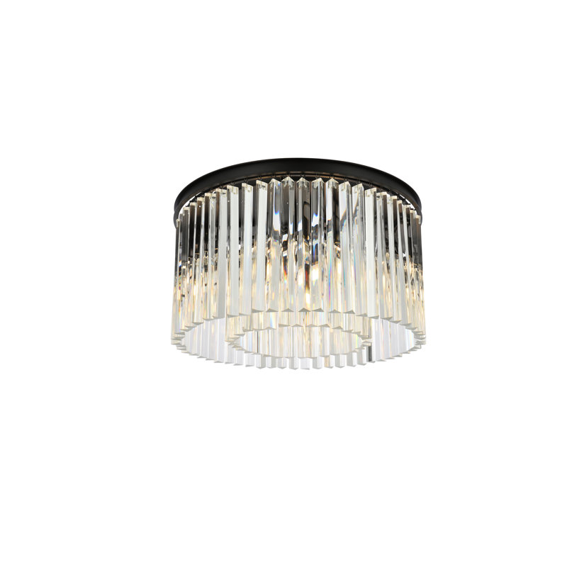 Yazmin Flush Mount, Mocha Brown, 13.5" H x 26" W x 26" D, Crystal (Clear)