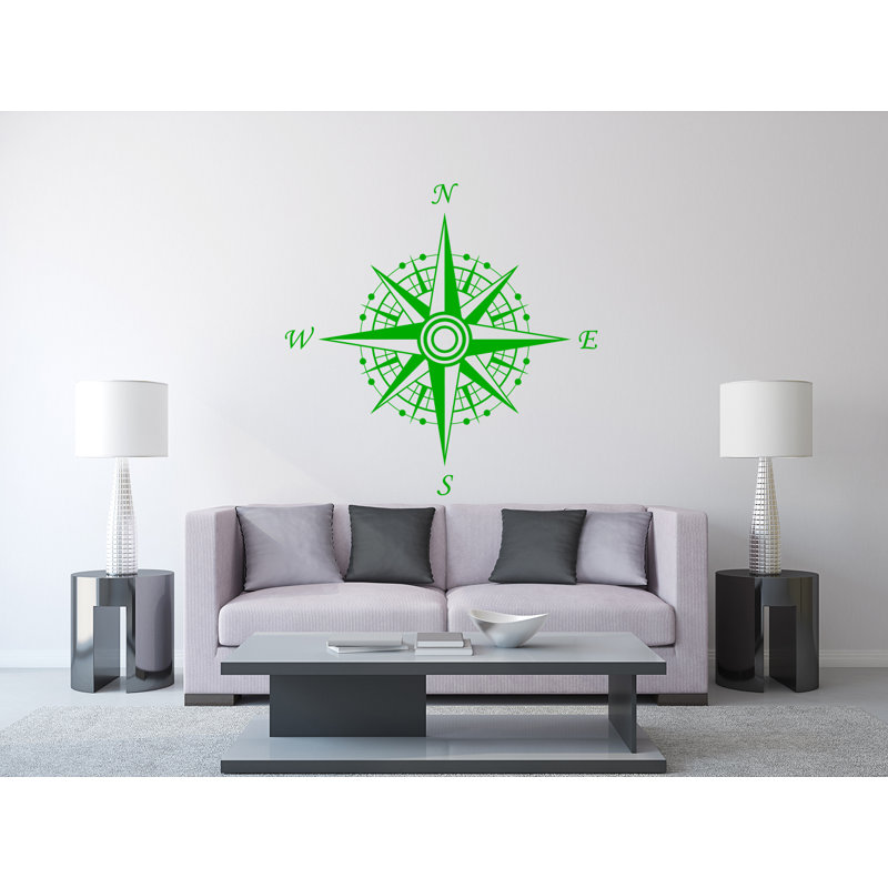 Décalcomanie murale autocollante compass, Vert tilleul