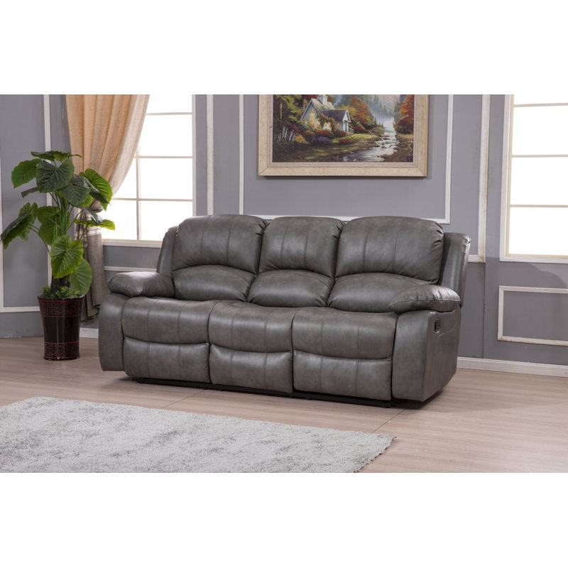Convergent Upholstered 85'' Reclining Sofa, Manual, Gray