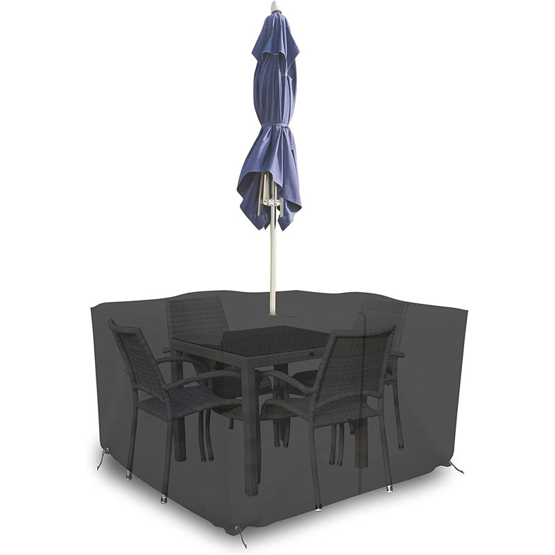 High Density Multipurpose Waterproof Outdoor Square Dining Table &Chair Set Cover with Umbrella Hole, 30" H x 75" W x 75" D