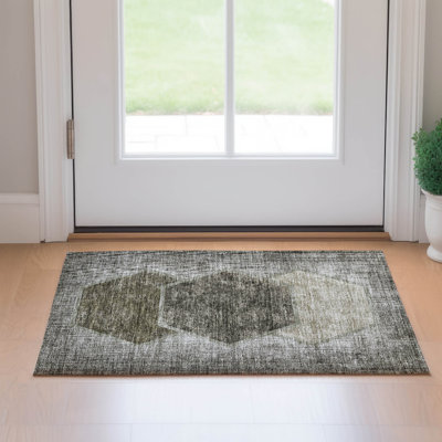 Tapis taupe Prisco lavable à la machine de qualité supérieure