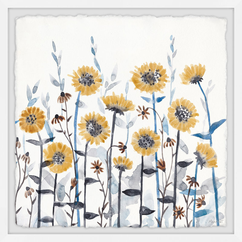 Yellow Spring Flowers 1 Piece Single Picture Frame Painting, 45cm H x 45cm W x 3.81cm D
