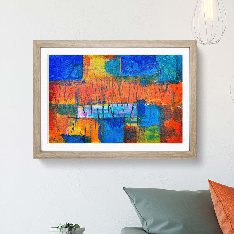 Abstract Art Painting Vol.298 by S.Johnson - Framed Print, Oak Framed, 36cm H x 48cm W x 2cm D