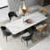 63'' to 94.5” Extendable Dining Table For 8-10 with Sintered Stone Tabletop and Metal Base